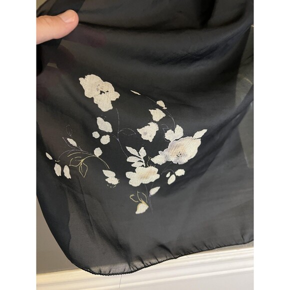Mariella Burani Parfums Scarf Womens Black Sheer Lightweight Floral Wrap Shawl - Picture 2 of 5